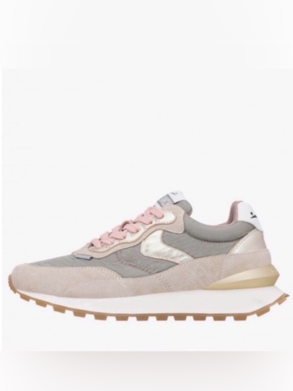 NWT VOILE BLANCHE QWARK HYPE WOMAN Suede & Technical Fabric Sneakers BEIGE-GREY